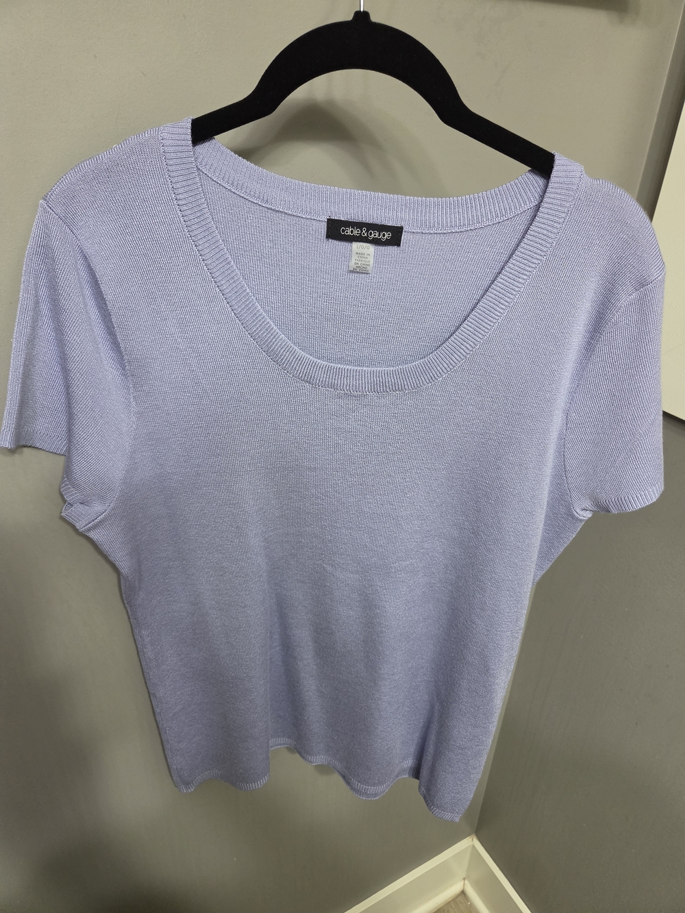 Cable & Gauge Light Lavender Scoop Neck Short Sleeve Top